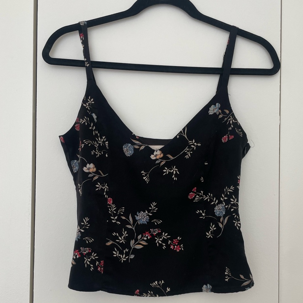 Black satin tank top